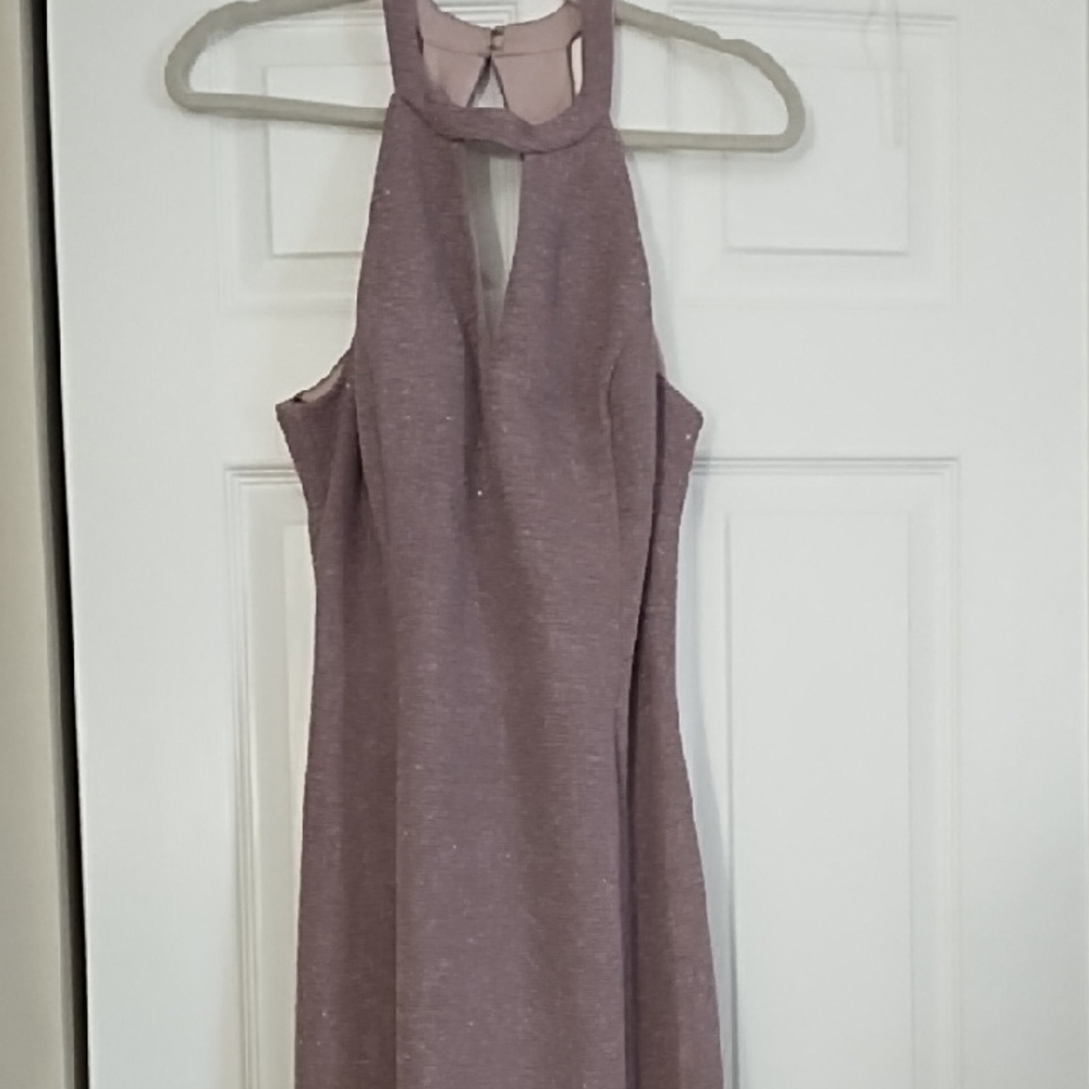 Night Way Collections One-Shoulder Mauve Halter Dress